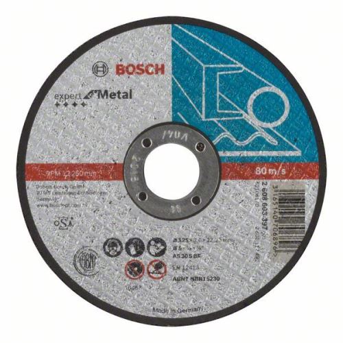 BOSCH Rezna ploča ravna Expert for Metal AS 30 S BF, 125 mm, 3,0 mm 2608603397