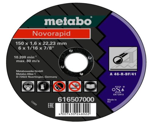 METABO Rezna ploča Novorapid čelik 150x1,6x22,23 616507000