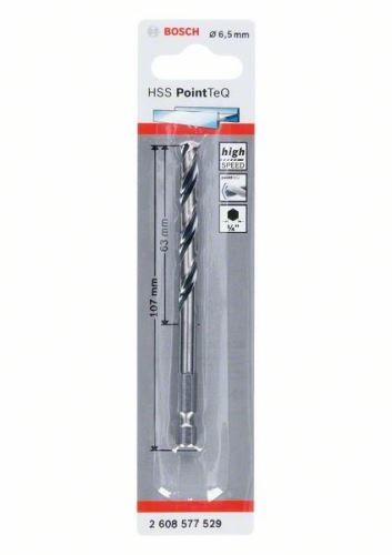 BOSCH Svrdlo za metal HSS PointTeQ HEX s drškom u 6 točaka; 6,5 mm (5 kom) 2608577529