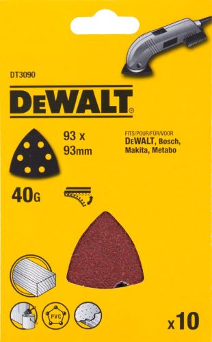 DEWALT Brusni papir 93 x 93 mm, P40 Velcro, (10 kom) DT3090