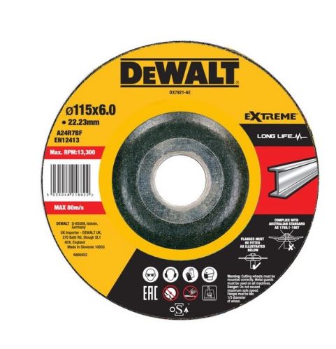 DeWALT Metalna brusna ploča EXTREME konveksna 115 x 6 x 22,23 mm DX7921