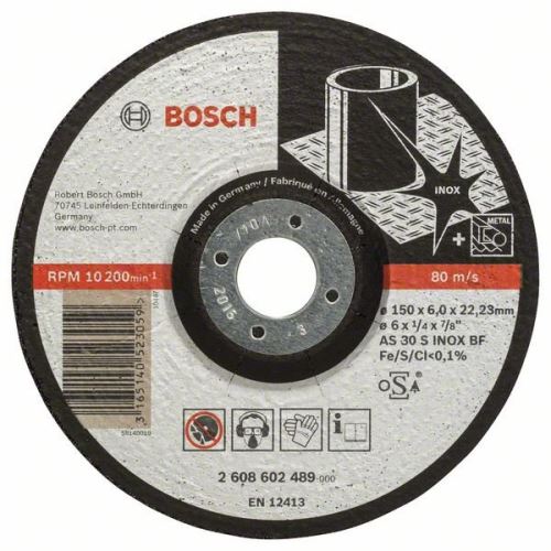 BOSCH Profilirana gruba ploča Expert za Inox AS 30 S INOX BF, 150 mm, 6,0 mm 2608602489