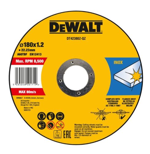 DEWALT Rezna ploča za nehrđajući čelik INOX 180 x 6 x 22,23 mm DT42380Z