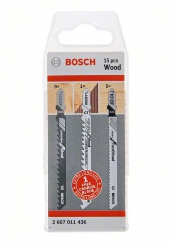 BOSCH set listova pile za drvo, 15 kom 2607011436