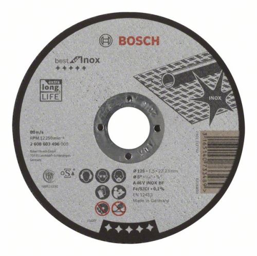 BOSCH Rezna ploča ravna Best for Inox A 46 V INOX BF, 125 mm, 1,5 mm 2608603496