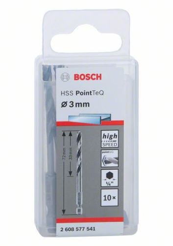 BOSCH Svrdlo za metal HSS PointTeQ HEX sa prihvatom u 6 točaka; 3,0 mm 2608577541