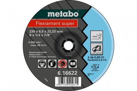 METABO Brusna ploča Flexiamant SUPER 100x6.0x16.0 INOX, SF 27 - 616735000 616735000