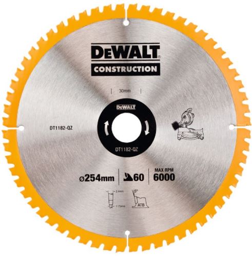 DEWALT CONSTRUCTION list pile s čavlima, 254 x 30 mm, 60 zuba DT1182