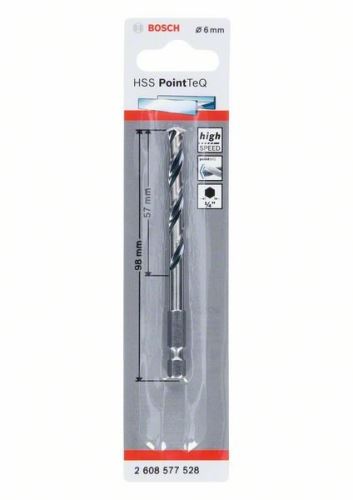 BOSCH Svrdlo za metal HSS PointTeQ HEX sa prihvatom u 6 točaka; 6,0 mm (5 kom) 2608577528