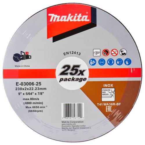 MAKITA rezni disk od nehrđajućeg čelika 230x2,0x22,23 mm, 25 kom E-03006-25