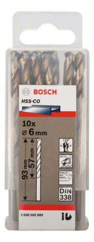 BOSCH svrdla za metal HSS-Co, DIN 338 6 x 57 x 93 mm (10 kom) 2608585889