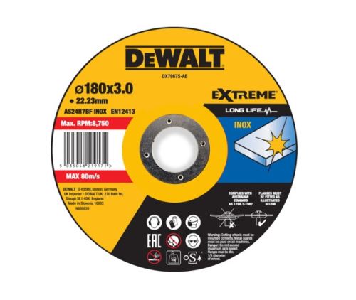 DeWALT Rezna ploča EXTREME 180 x 22,23 x 3 mm Inox Type 42 DX7967S