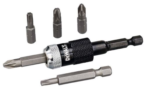 DeWALT Set bitova (6 kom) / adapter za brzo otpuštanje + bitovi od 25 mm: Pz2, Pz3, T25, 50 mm: Pz2, T20 / DT71514