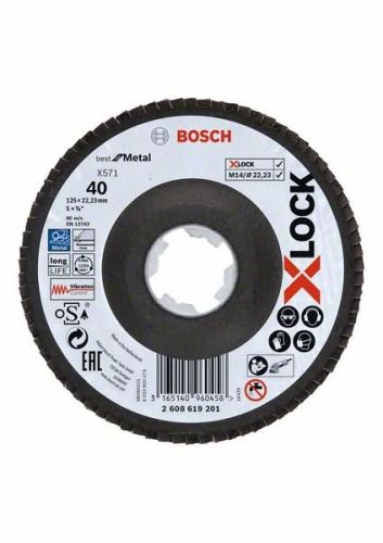 BOSCH X-LOCK Lamelne brusne ploče sustava Best for Metal Ø 125 mm, G 40, X571, savijena verzija, stakloplastika 2608619201