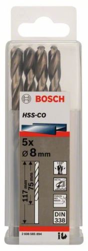 BOSCH svrdla za metal HSS-Co, DIN 338 8 x 75 x 117 mm (5 kom) 2608585894