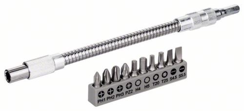 BOSCH 11 komada SDB Metalni fleksibilni produžni bitovi Metalni fleksibilni produžni bitovi 200 mm Set vijaka PH1, PH2, PH3, PZ2, Hex4, Hex5, T20, T25, SL 0,6 × 4,5; SL 0,8 × 5,5 2608522376