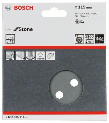 BOSCH brusni papir F355, pakiranje od 5 komada 115 mm, 600 2608605113