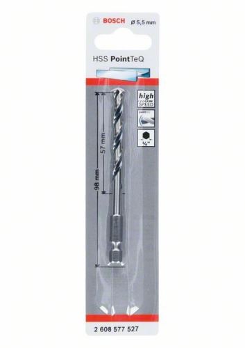 BOSCH Svrdlo za metal HSS PointTeQ HEX sa prihvatom u 6 točaka; 5,5 mm (5 kom) 2608577527