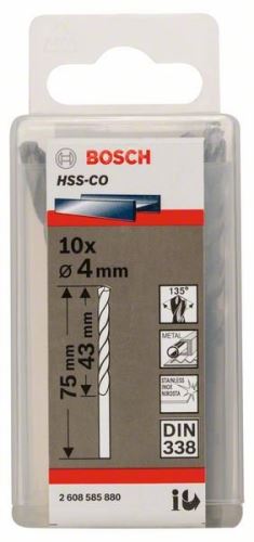 BOSCH Svrdla za metal HSS-Co, DIN 338 4 x 43 x 75 mm (10 kom) 2608585880