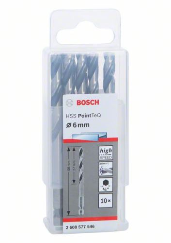 BOSCH Svrdlo za metal HSS PointTeQ HEX s drškom u 6 točaka; 6,0 mm 2608577546