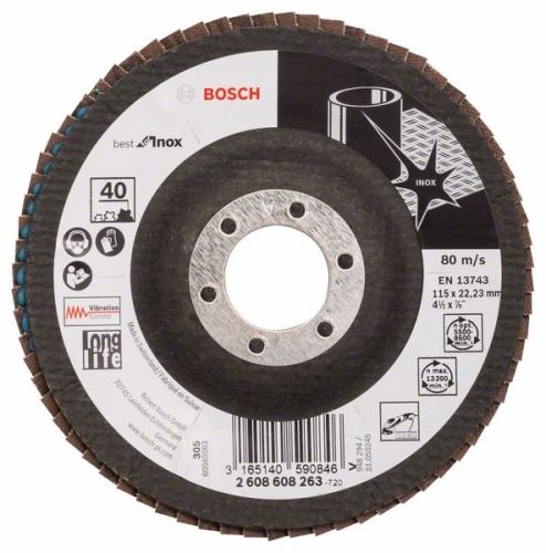 BOSCH lamelna brusna ploča X581, Best for Inox 115 mm, 22,23 mm, 40 2608608263