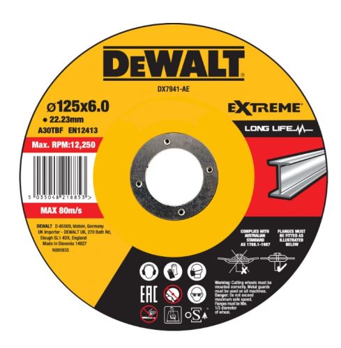 DeWALT Metalna brusna ploča EXTREME konveksna 125 x 6 x 22,23 mm DX7941