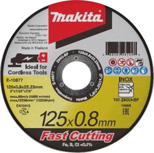 MAKITA rezna ploča za nehrđajući čelik 125 x 0,8 x 22,23 mm E-10877