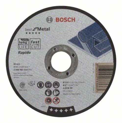 BOSCH Rezna ploča ravna Best for Metal - Rapido A 60 W BF, 125 mm, 1,0 mm 2608603514