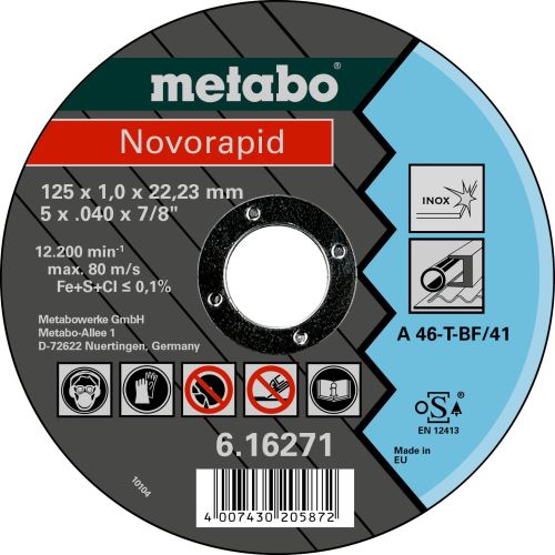 METABO Rezna ploča Novorapid Inox 125x1,0x22,23 616271000