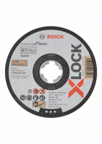 BOSCH X-LOCK Ravna rezna ploča Standardna za Inox sistem 125×1×22,23 mm 125 x 1 x 22,23 mm 2608619262