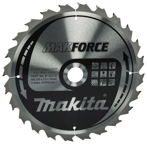 MAKITA list pile za drvo MAKFORCE 270x2,6x30 mm 24 zuba B-32172