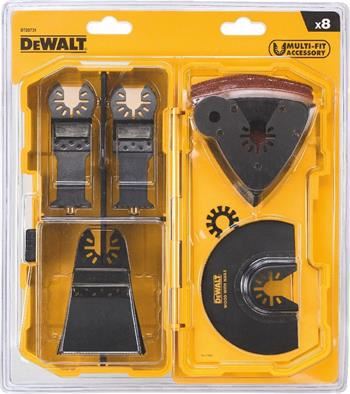 DeWALT set (8 kom) za oscilirajuće alate (1x DT20700, 1x DT20701, 1x DT20704, 1x DT20705, DT20710, 3x brusni papir 93 x 93 mm) DT20731