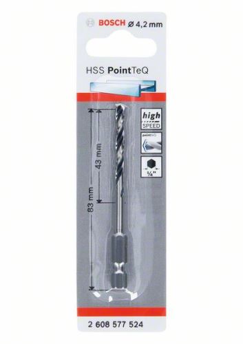 BOSCH Svrdlo za metal HSS PointTeQ HEX sa prihvatom u 6 točaka; 4,2 mm (5 kom) 2608577524