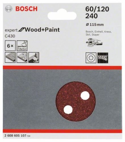 BOSCH Brusni papir C430, 5 kom 60; 120; 240 2608605107