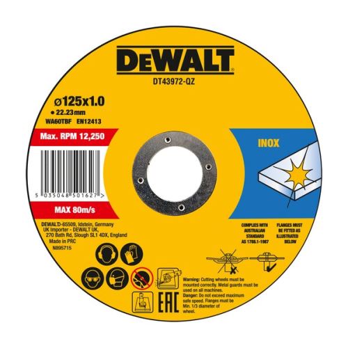 DEWALT Rezna ploča za metal i nehrđajući čelik 125 x 1 mm (25 kom) DT43972