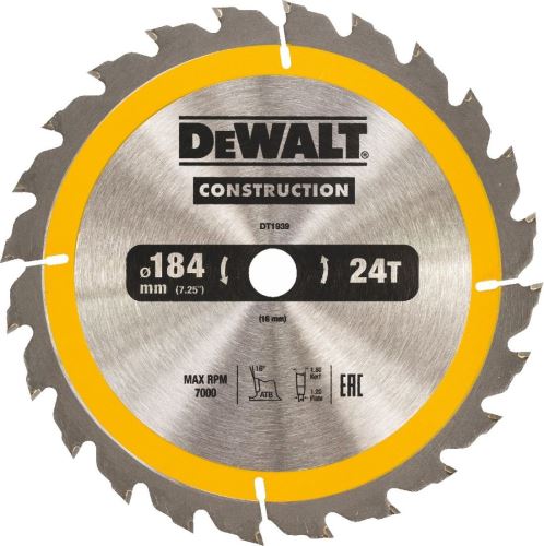 DeWALT List pile 184 x 16 mm, 24 zuba, uzdužni rez DT1939