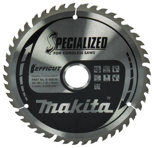 MAKITA nožna pila za drvo Efficut 190x1,45x30 mm 45 zuba B-68638