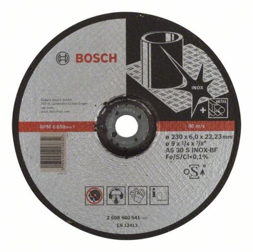 BOSCH Profilirana gruba ploča Expert za Inox AS 30 S INOX BF, 230 mm, 6,0 mm 2608600541