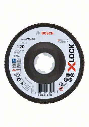 BOSCH X-LOCK Lamelne brusne ploče sustava Best for Metal Ø 115 mm, G 120, X571, savijena verzija, stakloplastika 2608619200