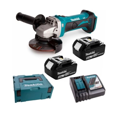 Makita Aku kutna brusilica 115mm Li-ion LXT 18V/5.0Ah, Makpac DGA452RTJ