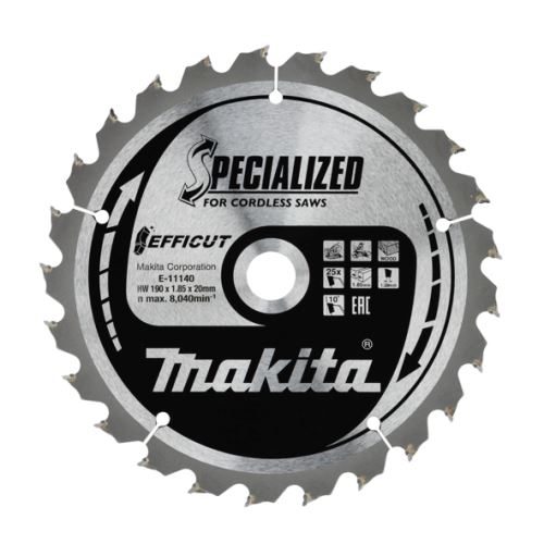 MAKITA nožna pila za drvo Efficut 190x1,85x20 mm 25 zuba E-11140