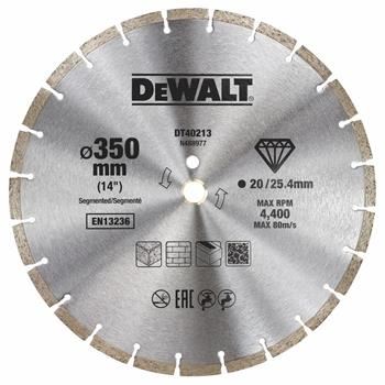 DeWALT dijamantni segmentni kotač, suho rezanje, 350 x 25,4 mm DT40213