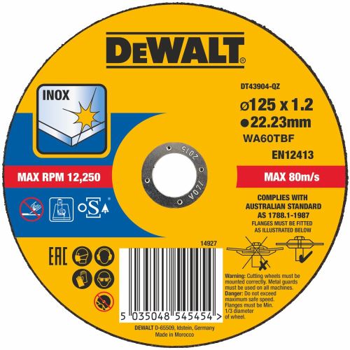 DEWALT Rezna ploča za nehrđajući čelik 125 x 22,2 x 1,2 mm DT43904