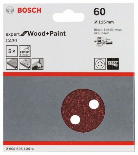 BOSCH brusni papir C430, pakiranje od 5 komada 115 mm, 60 2608605104