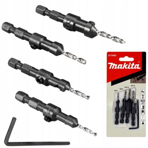 MAKITA set svrdla za upuštanje 1/4'' 4 kom D-73455