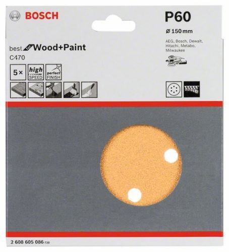 BOSCH Brusni papir C470, 150 mm, 60 (5 kom) 2608605086