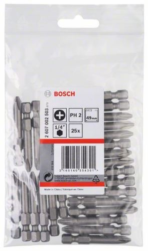 BOSCH Bit odvijač extra tvrdi Extra-Hart PH 2, 49 mm (25 kom) 2607002503