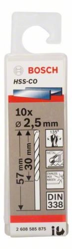 BOSCH svrdla za metal HSS-Co, DIN 338 2,5 x 30 x 57 mm (10 kom) 2608585875