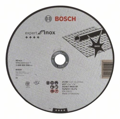 BOSCH Rezna ploča ravna Expert za Inox AS 46 T INOX BF, 230 mm, 2,0 mm 2608600096