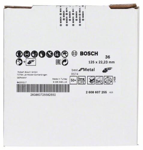 BOSCH vlaknasta brusna ploča R574, Best for Metal D = 125 mm; K = 36 2608607255